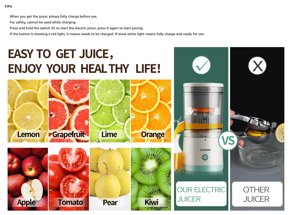 Rechargeable Electric Citrus Juicer