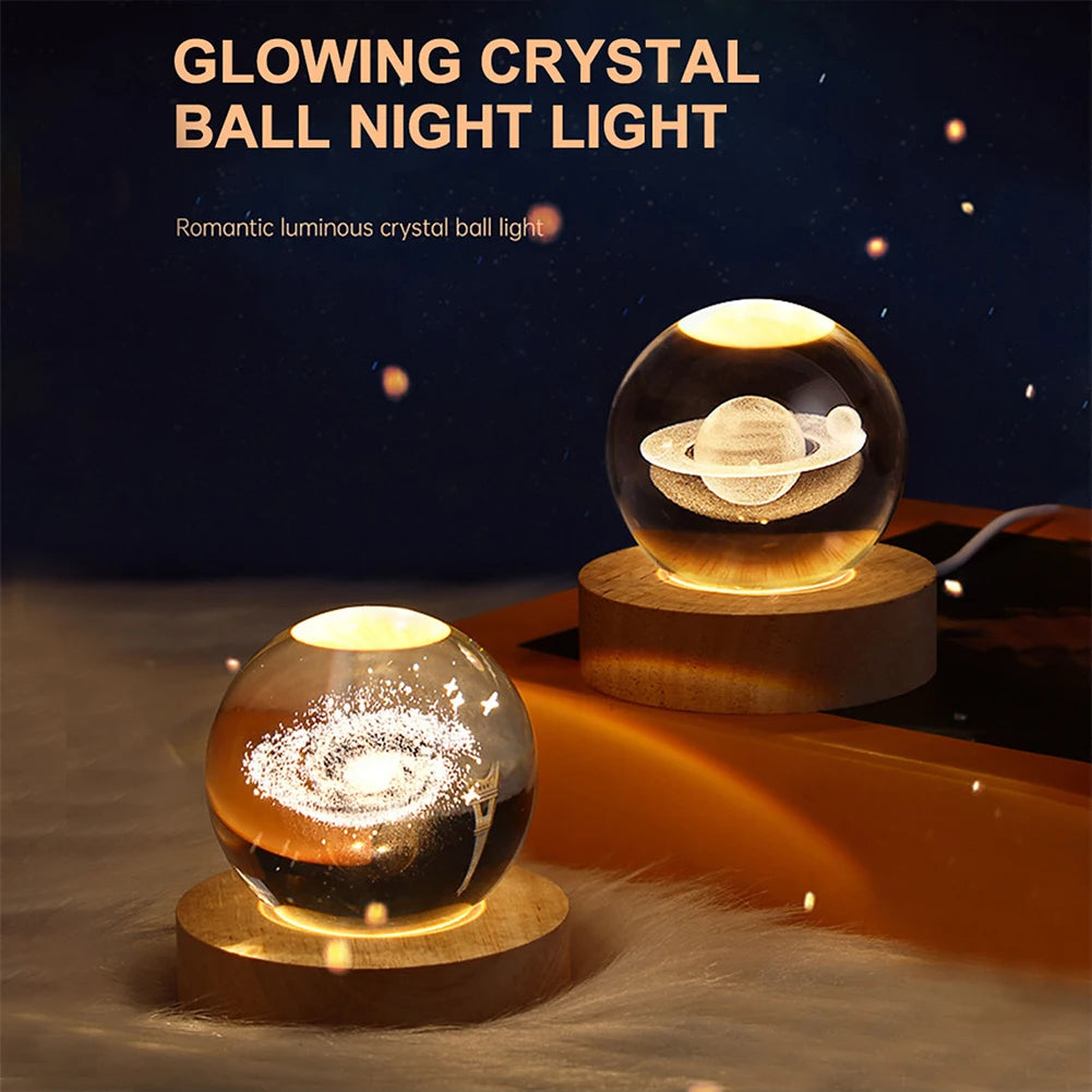 3D Crystal Galaxy Night Light