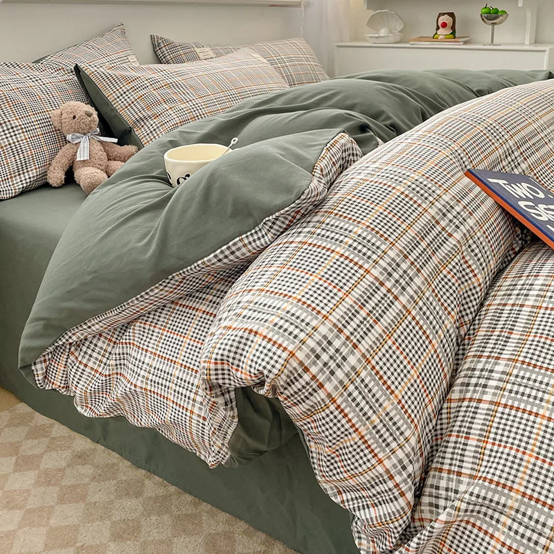 Plaid Cotton Bedding Set