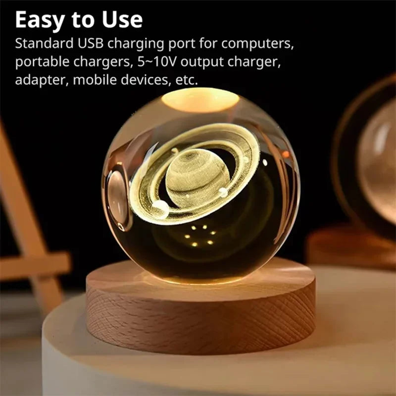 3D Crystal Galaxy Night Light