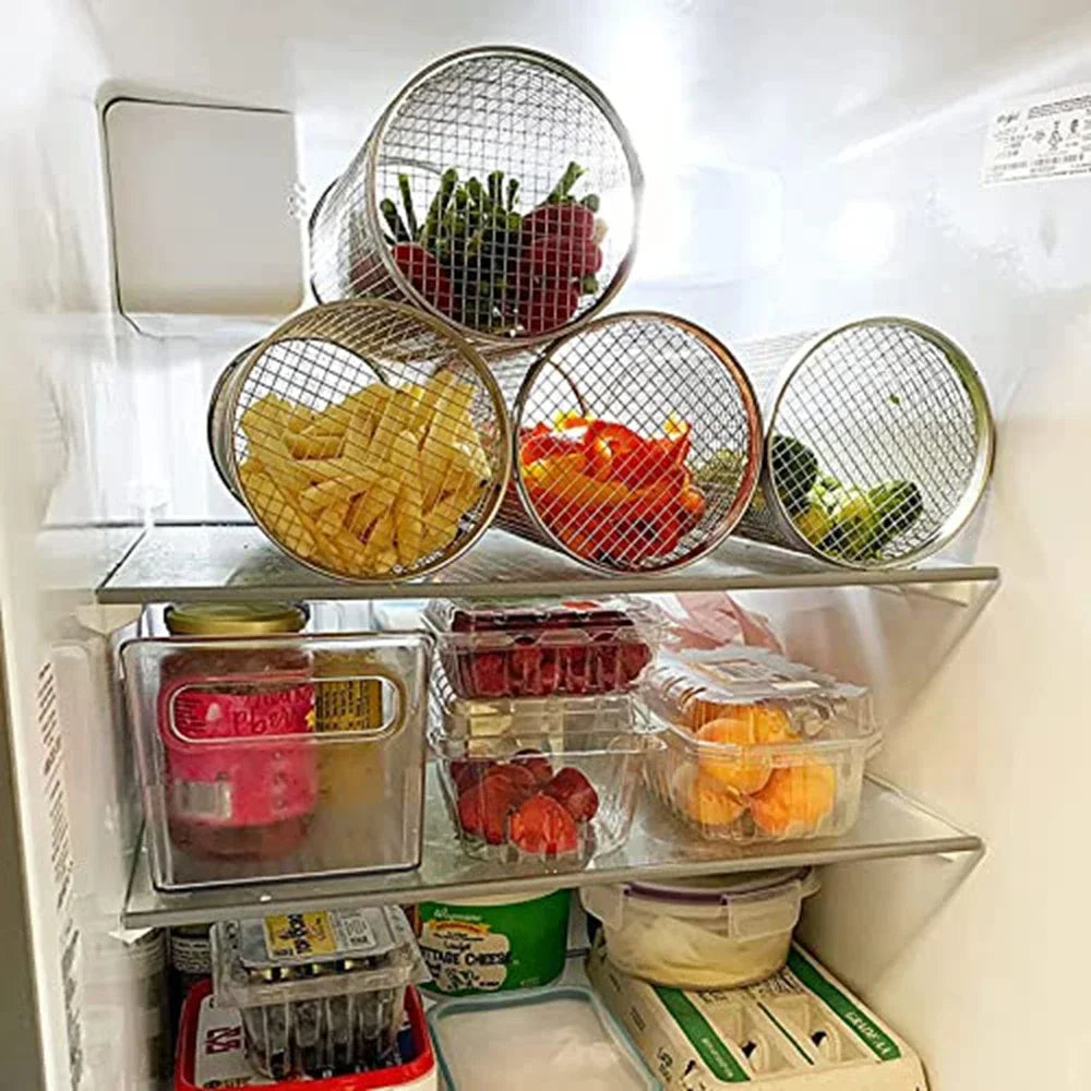 Rolling BBQ Basket – Stainless Steel Grilling Mesh for Vegetables, Fish & More