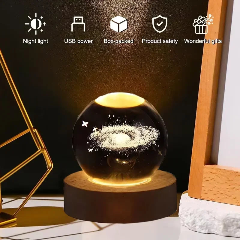 3D Crystal Galaxy Night Light