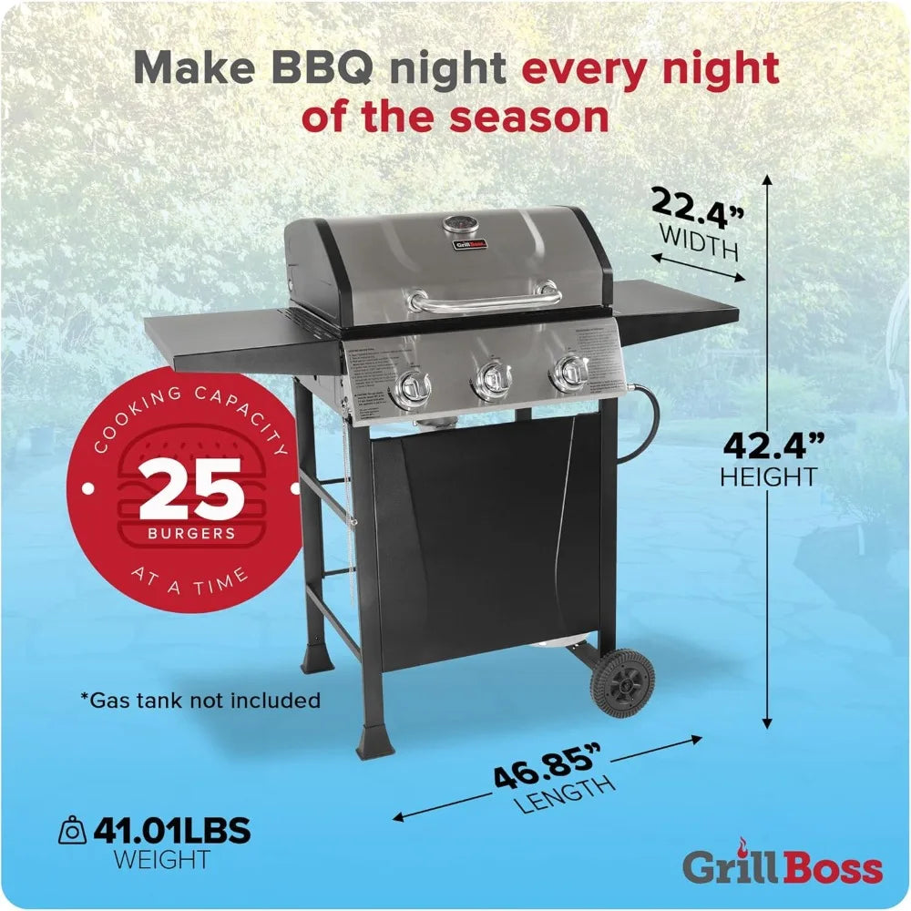 Portable 3-Burner Gas Grill