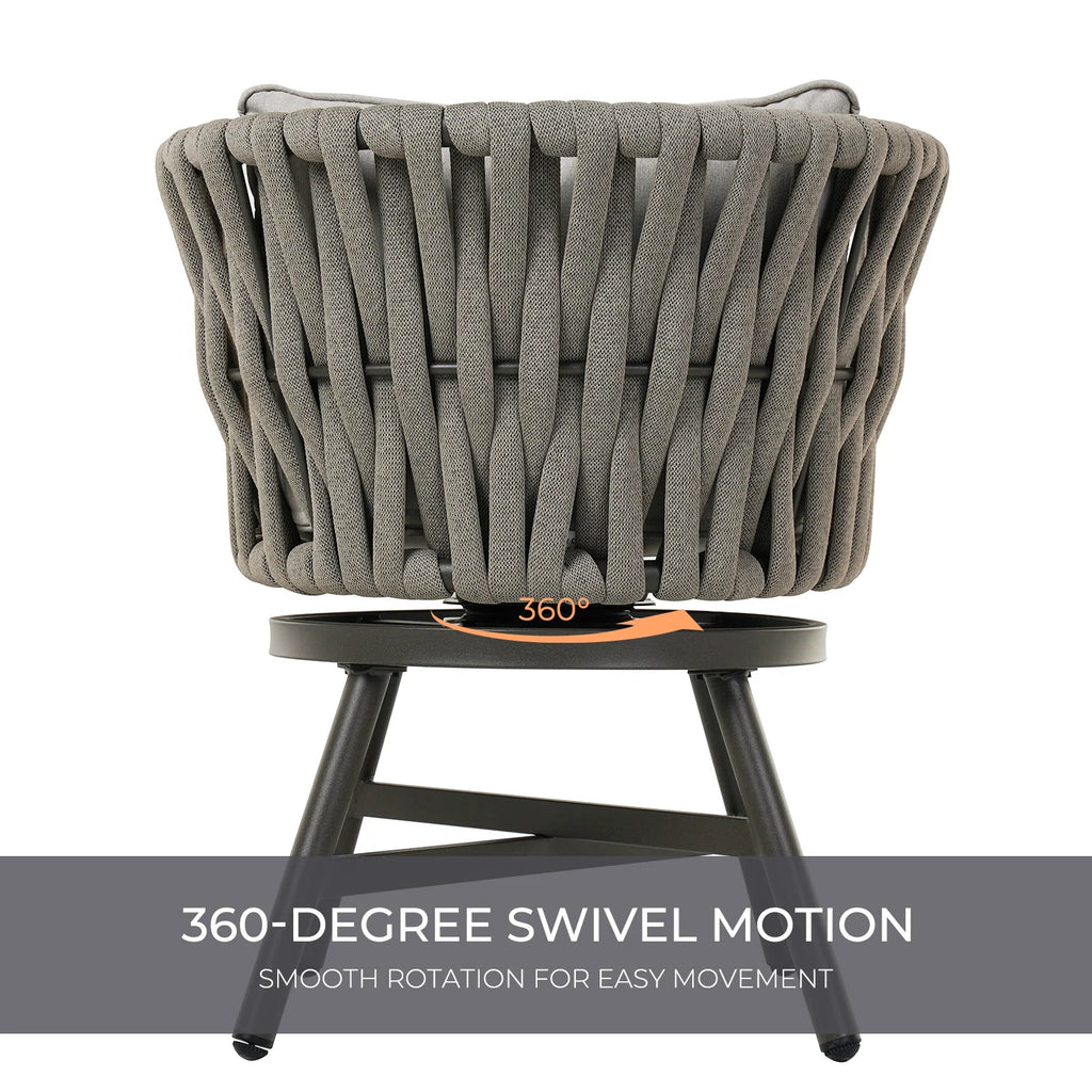 Set of 2 Swivel Wicker Patio Chairs