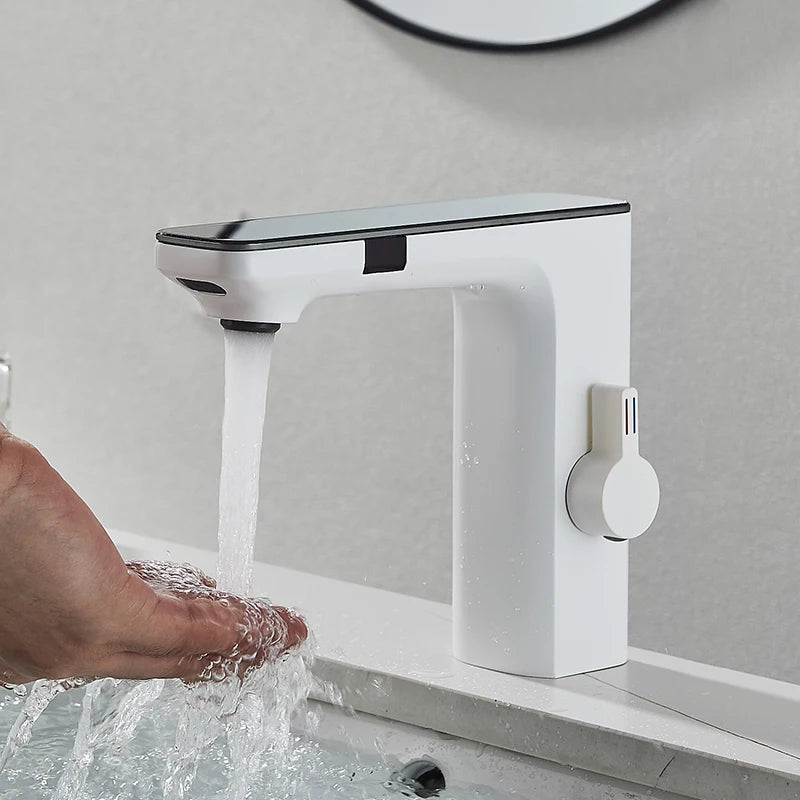 White Smart Dual Sensor Faucet
