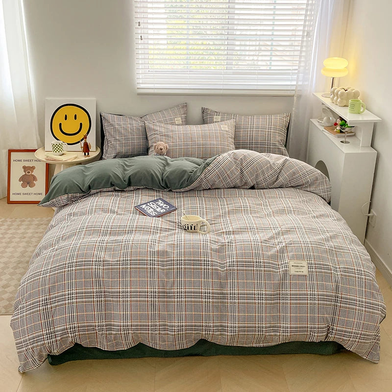 Plaid Cotton Bedding Set