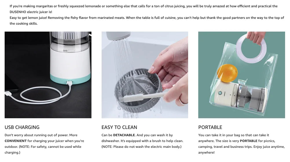 Rechargeable Electric Citrus Juicer