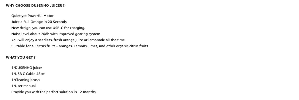 Rechargeable Electric Citrus Juicer