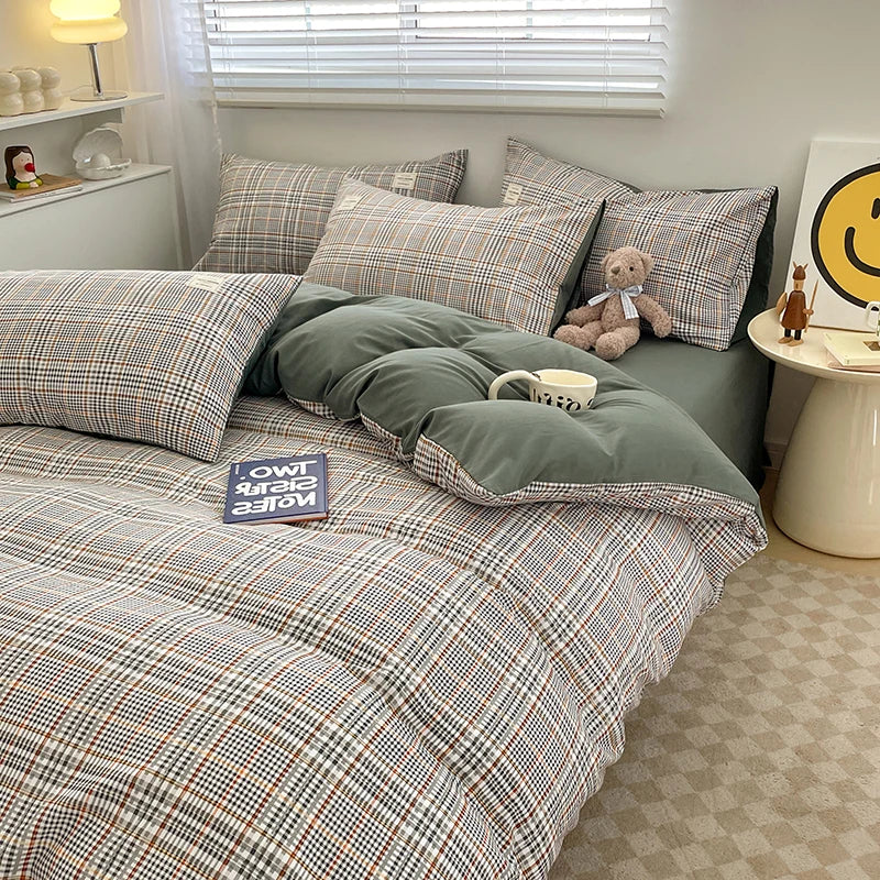 Plaid Cotton Bedding Set