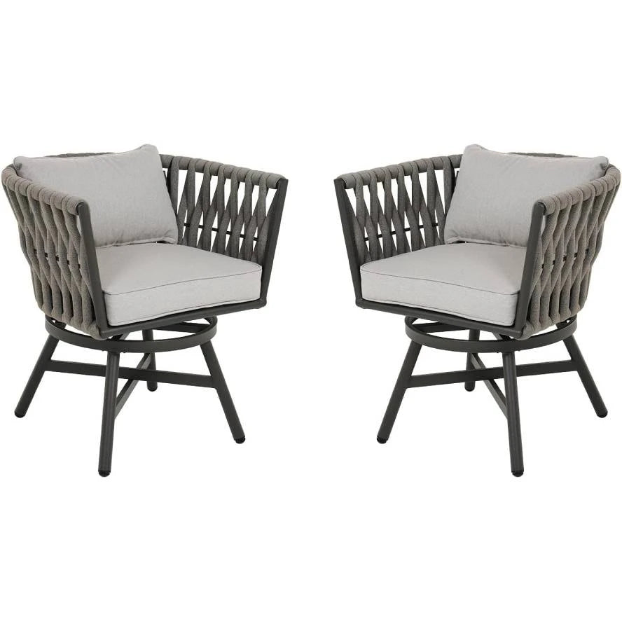 Set of 2 Swivel Wicker Patio Chairs