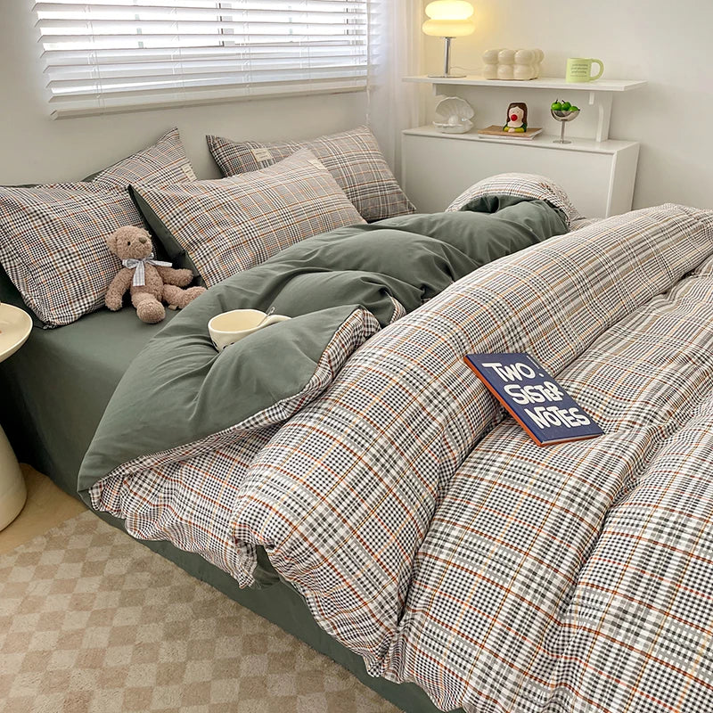 Plaid Cotton Bedding Set
